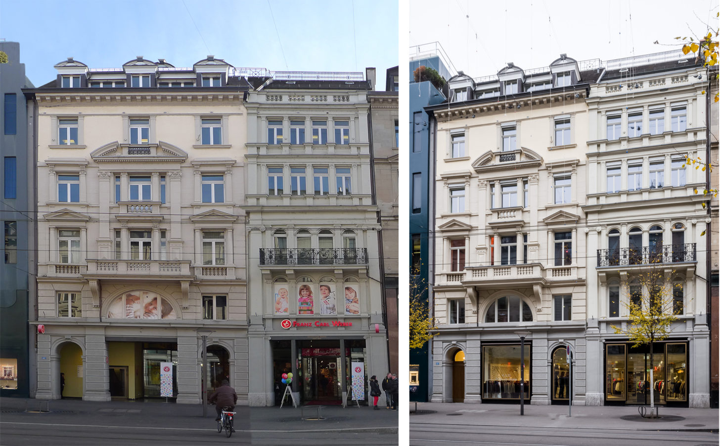 Fassade Bahnhofstrasse vor & nach dem Umbau