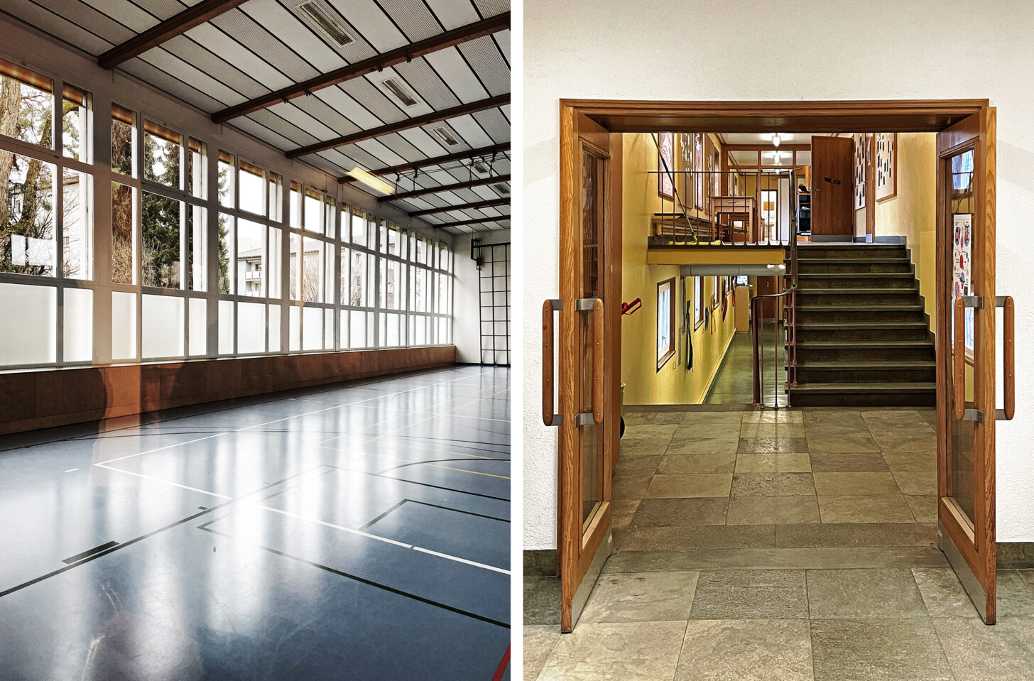 Turnhalle und Innenraum best. Hauswirtschaftstrakt