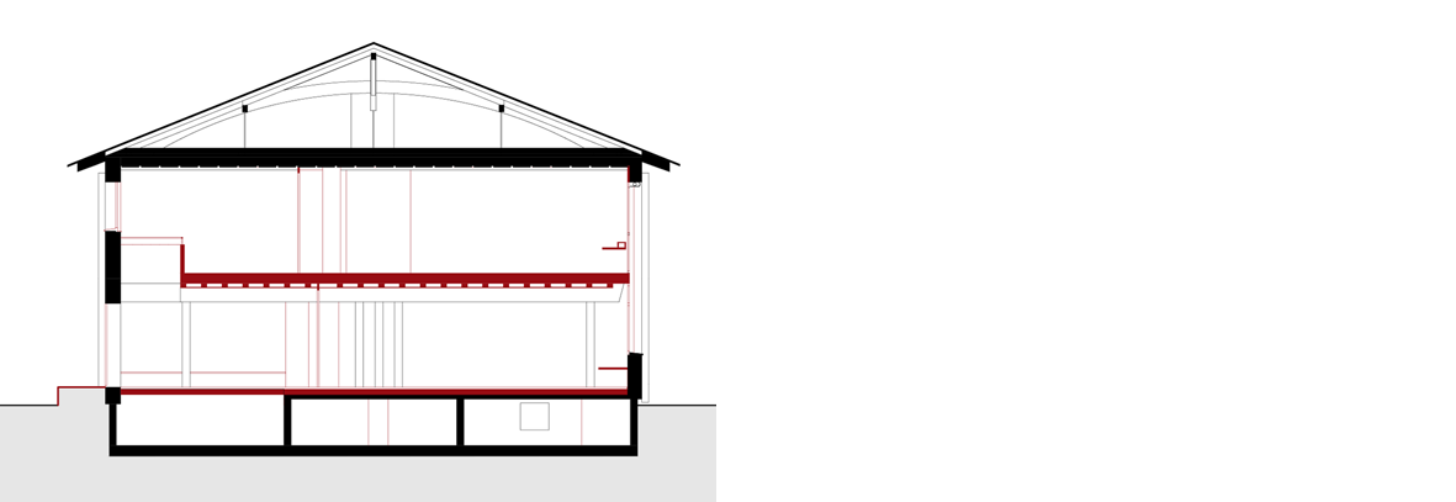 Querschnitt bestehende Turnhalle
